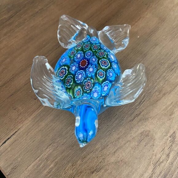 Murano Millefiori Glass Sea Turtle Paperweight – Hand Blown Art Glass, 4.5” - Picture 6 of 7